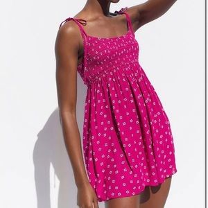 UO Mae smocked tie shoulder romper size xs